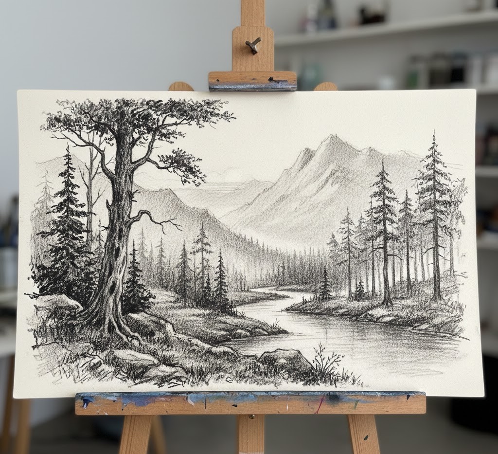 Masterful landscape sketch